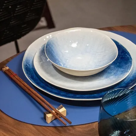 Azura - Assiette à dessert en porcelaine D21.5 - bleu indigo