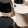 Bambou - Pouf noir sable en peuplier massif finition et laque