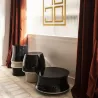 Bambou - Pouf noir sable en peuplier massif finition et laque