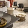 Bambou - Tabouret sable noir en peuplier massif finition et laque