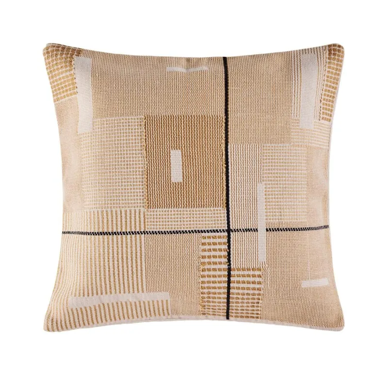 Equinoxe - Coussin carré en coton tissé beige