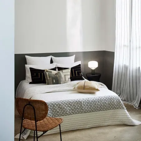Equinoxe - Coussin carré en coton tissé beige