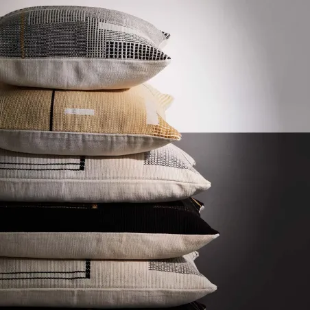 Equinoxe - Coussin carré en coton tissé beige