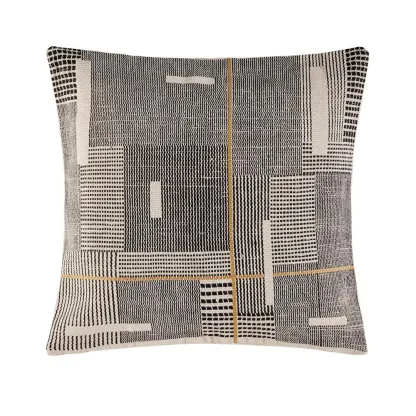 Equinoxe - Coussin carré en coton tissé noir