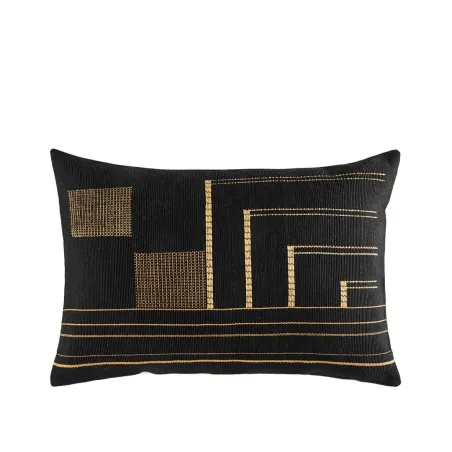 Equinoxe - Coussin rectangulaire en coton tissé noir