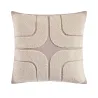 Intermede - Coussin en coton brodé ivoire et sable