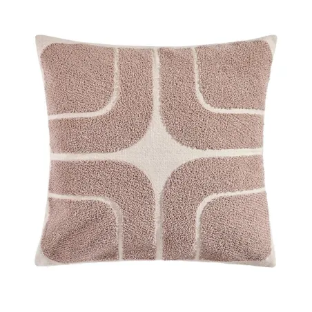 Intermede - Coussin en coton brodé ivoire et sable