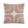 Intermede - Coussin en coton brodé ivoire et sable