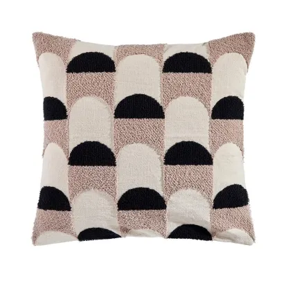 Intermede - Coussin en coton brodé sable et noir