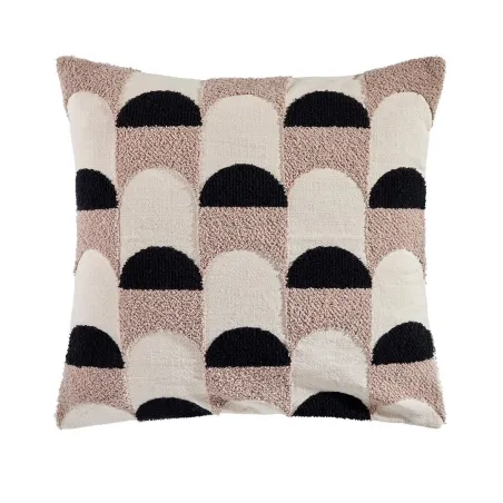 Intermede - Coussin en coton brodé sable et noir