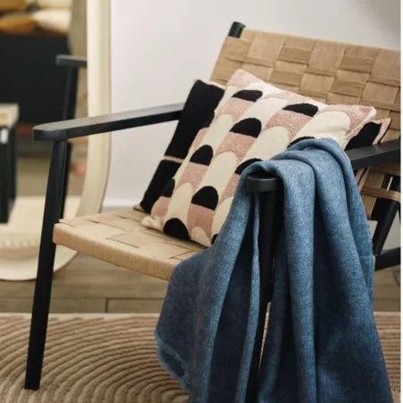 Intermede - Coussin en coton brodé sable et noir