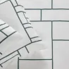 Mosaique - Drap plat en lin blanc vert paon 270X300