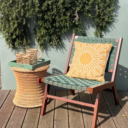 Plein soleil - Coussin carré beige en coton