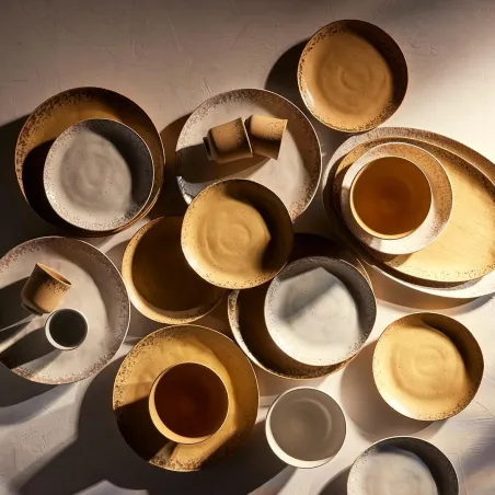 Sable - Assiette D20,5 à dessert en porcelaine ocre