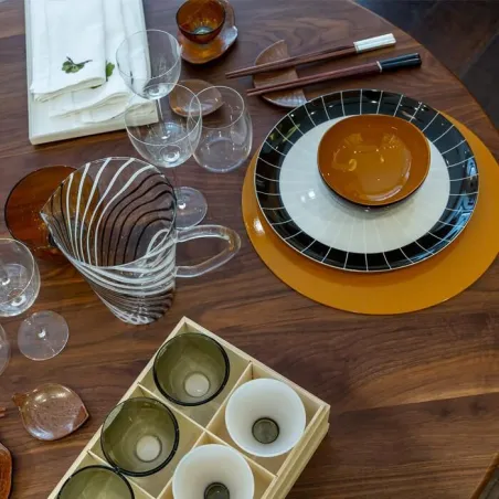 Signature - Lot de 6 Set de table rond en laque blanc