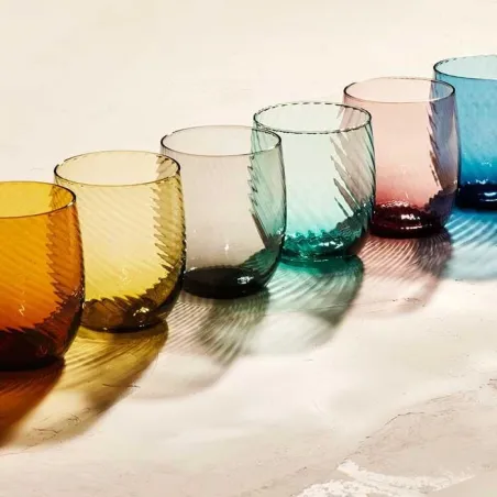 Spirale - Verre soufflé à la bouche miel